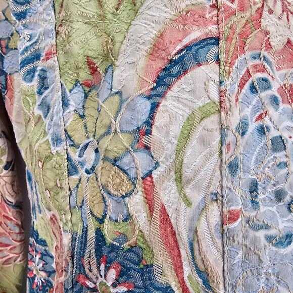 Analogy Womans size S Multicolored Floral Embroidered Denim Jean Jacket Blazer - Picture 3 of 8